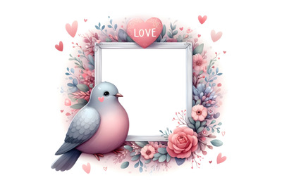 adorable birds valentine love frame