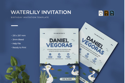 Waterlily - Birthday Invitation