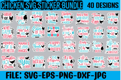 Chicken SVG Sticker Bundle, Chicken SVG,Chicken SVG Sticker Bundle, Ch
