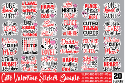 Cute  Valentin&#039;s Day Sticker SVG Bundle,Valentine png printable sticke