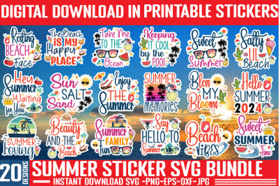 Summer Sticker SVG Bundle&2C; Printable SVG&2C;Summer Sticker SVG Bundle&2C; Pr