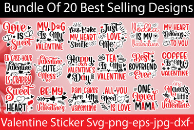 Valentine Sticker SVG Bundle,Valentines Day Sticker Bundle, Valentines