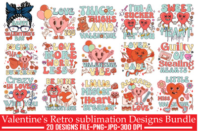 Retro Valentines PNG Sublimation Bundle,Valentines Sublimation Design