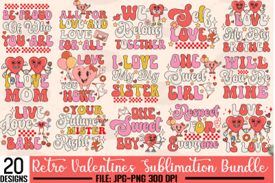 Retro Valentines PNG Sublimation Bundle,Valentines Sublimation Design
