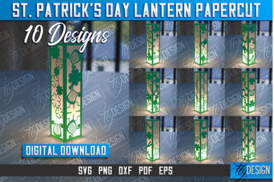 St. Patricks Lantern Papercut SVG | Paper Lantern SVG | Night Light De