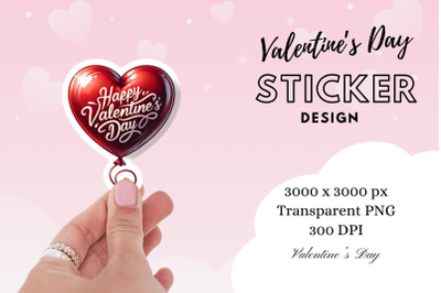 Red Heart Balloon Valentine Sticker