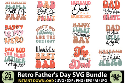 Retro Father&#039;s Day SVG Bundle, Father&#039;s Day Svg, Dad SVG, Daddy, Best