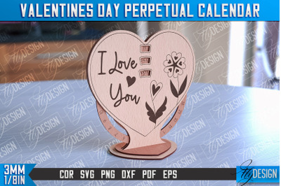 Valentines Perpetual Calendar Laser Cut | Perpetual Calendar Design |