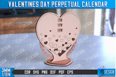 Valentines Perpetual Calendar Laser Cut | Perpetual Calendar Design |