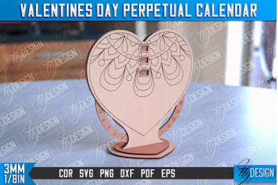 Valentines Perpetual Calendar Laser Cut | Perpetual Calendar Design |