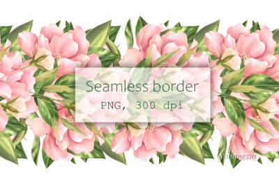 Floral garland clipart | Seamless flowers border PNG