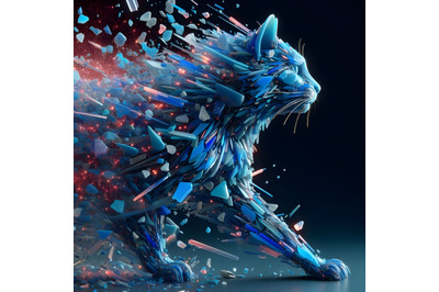 blue glass in a cat