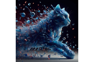 blue glass in a cat