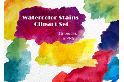 Watercolor Rainbow Stains Clip Art. Watercolor invitation illustration