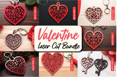 Laser Cut Valentine Keychain SVG Bundle