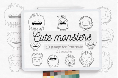 Cute monster Doodle Halloween stamps