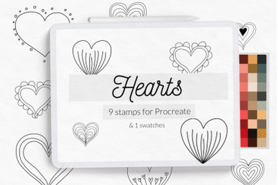 Hearts stamp brushes Procreate