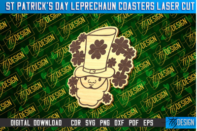 St. Patrick&#039;s Day Leprechaun Coasters | Laser Cutting File | CNC File