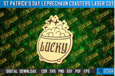 St. Patrick&#039;s Day Leprechaun Coasters | Laser Cutting File | CNC File