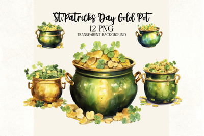 St. Patricks Day Gold Pot Png, Pot of Gold Clipart