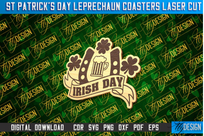 St. Patrick&#039;s Day Leprechaun Coasters | Laser Cutting File | CNC File