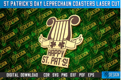 St. Patrick&#039;s Day Leprechaun Coasters | Laser Cutting File | CNC File