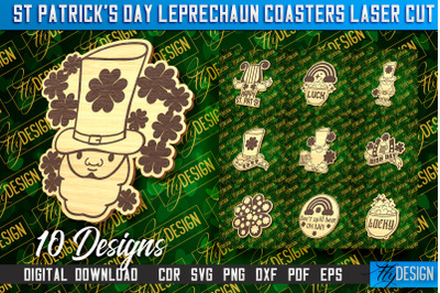 St. Patrick&#039;s Day Leprechaun Coasters | Laser Cutting File | CNC File