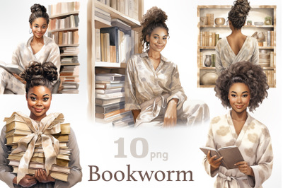 Book Worm Clipart | Library Girl PNG