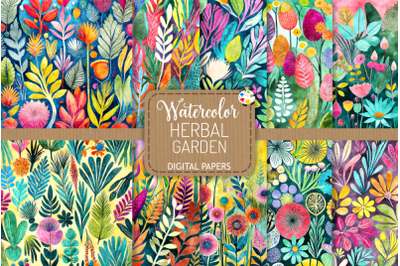Herbal Garden - Watercolor Pattern Papers