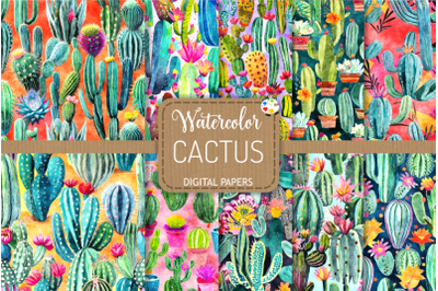 Cactus - Watercolor Digital Pattern Papers