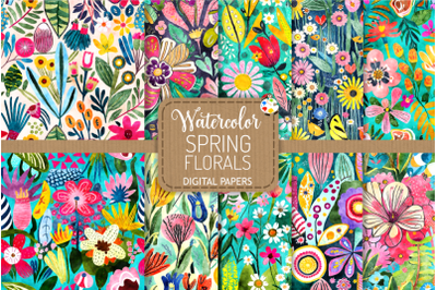Spring Florals - Watercolor Surface Pattern Papers