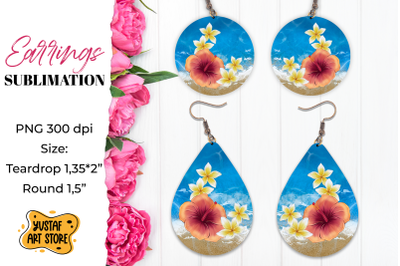 Cruise Earrings Sublimation. Teardrop and Round earrings