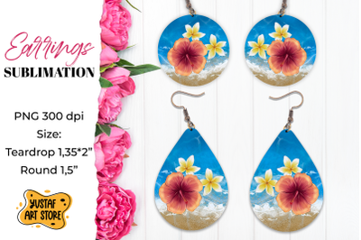 Summer Earrings Sublimation. Teardrop and Round earrings