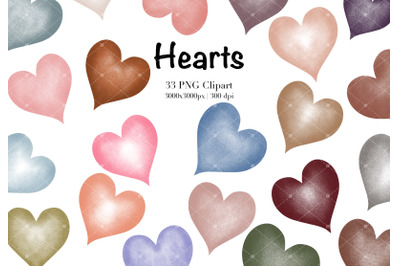 Watercolor Valentine Hearts Clipart.
