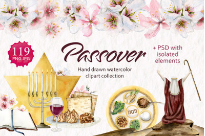Jewish Passover Watercolor Clipart
