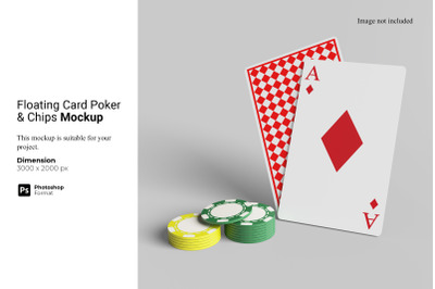Floating Poker Card &amp; Chips Mockup