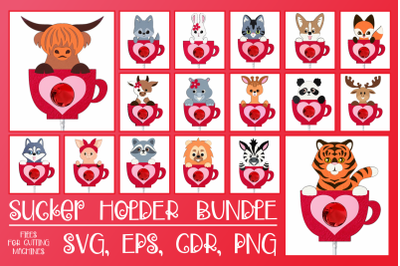 Valentine Animals | Lollipop Holder Bundle | Paper Craft Template | Su