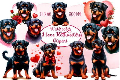 Watercolor Rottweiler Clipart, Dog Sublimation PNG