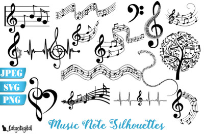Music Note Silhouettes SVG Sublimation