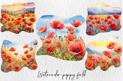 Watercolor Poppy Fields