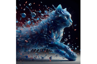 blue glass in a cat