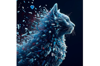 blue glass in a cat