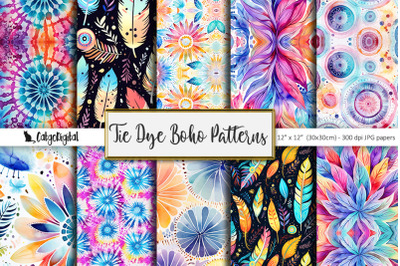 Tie Dye Boho Patterns Printable Papers