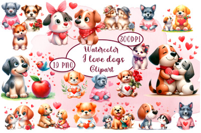 Pet Dogs Clipart Bundle, Valentine Pets Clipart