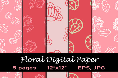 5 Floral Digital Paper Pack