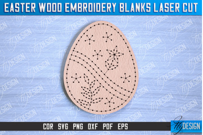 Easter Wood Embroidery Blanks | Laser Cut Design | CNC File