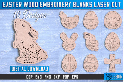 Easter Wood Embroidery Blanks | Laser Cut Design | CNC File