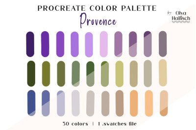 Purple Lavender Procreate Color Palette. Provence Color Swatches
