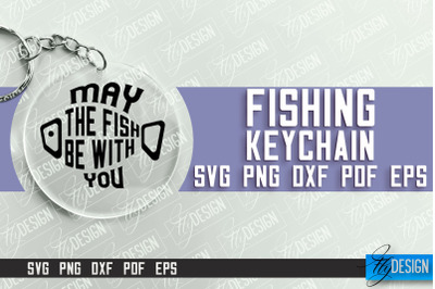 Fishing SVG Design | Round Keychain SVG Designs | Dad Keychain