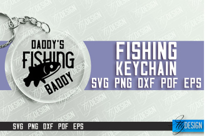 Fishing SVG Design | Round Keychain SVG Designs | Dad Keychain